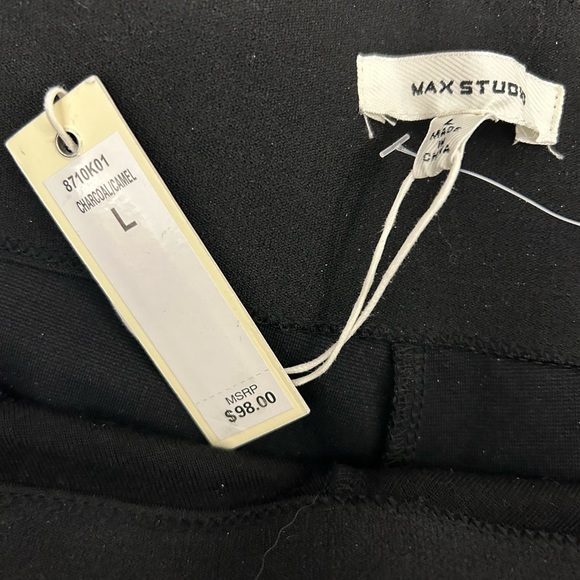 Max Studio Ankle Length Charcoal/Camel Plaid Pants Size L - Picture 4 of 6